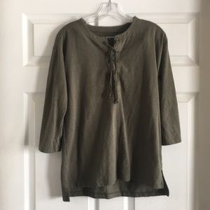 Green tie front shirt